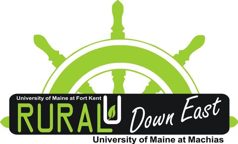 Rural U Down East logo for its partnership with the University of Maine at Machias