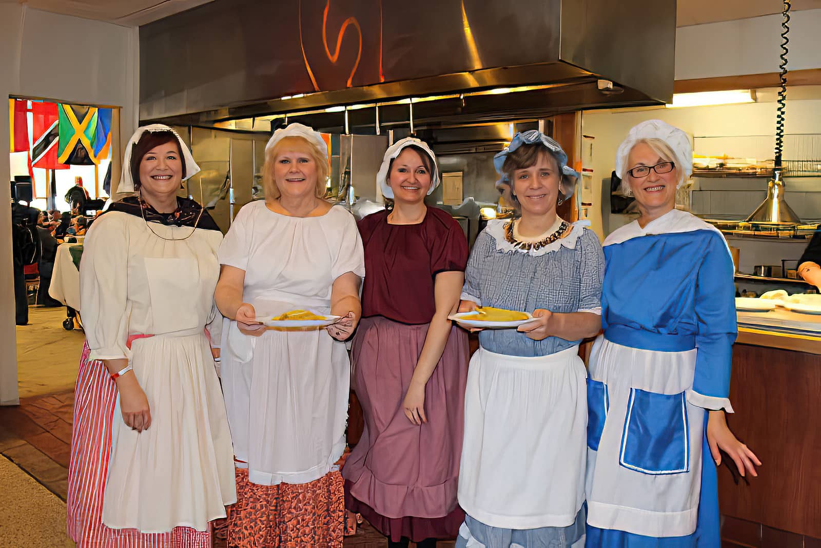 UMFK Annual Sucrerie Group photo of ladies in Acadian Dress