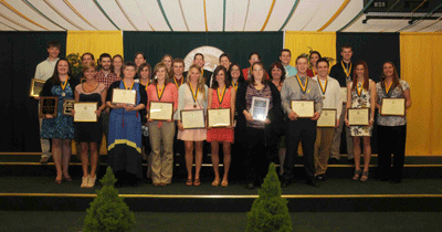 group photo of students receiving awards