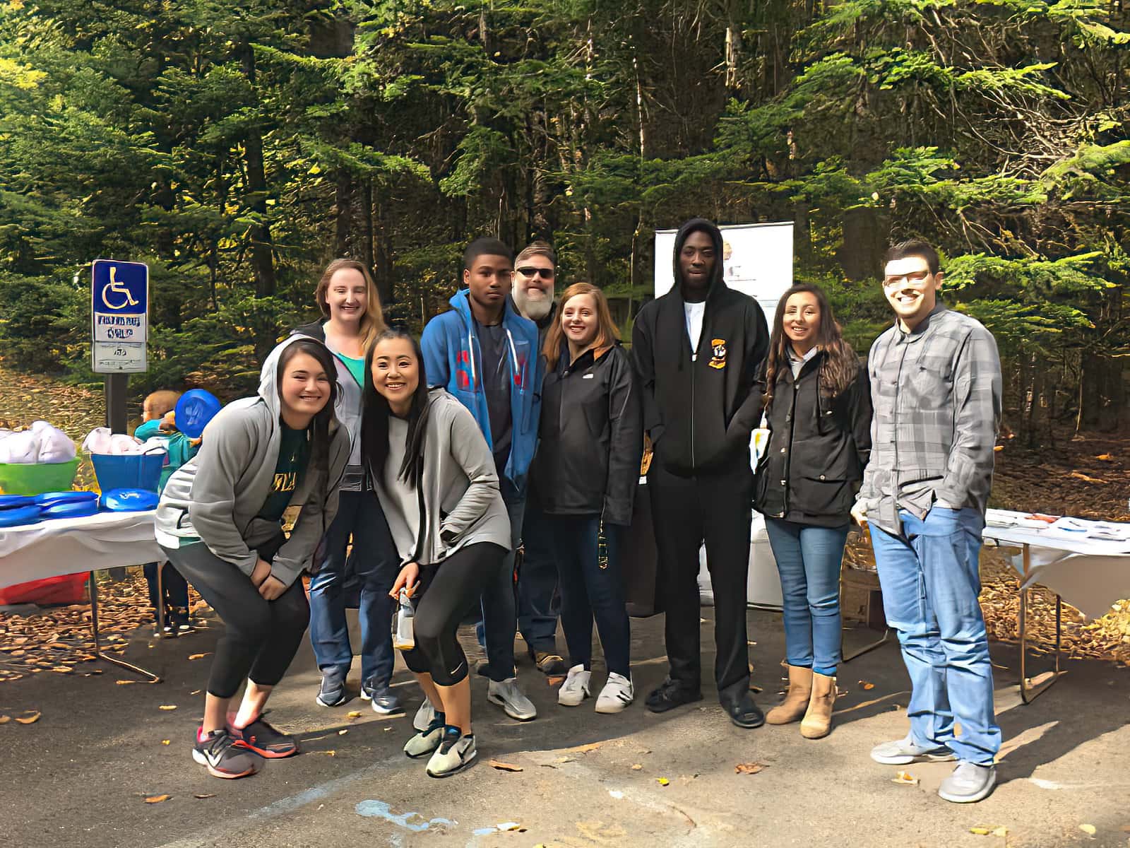 Behavioral Science group shot; individuals shown are as follows: Marina Koloamatangi; Melissa Tompkins; Alexandria Sanchez-Moral; Glenroy Osbourne; Shawn Graham, Assistant Professor of Human Services; Megan White; Larry Wickett; Yajaira Gonzalez; and Cody Chapa