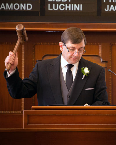 photo of Troy Jackson presiding over a session of the Maine senate