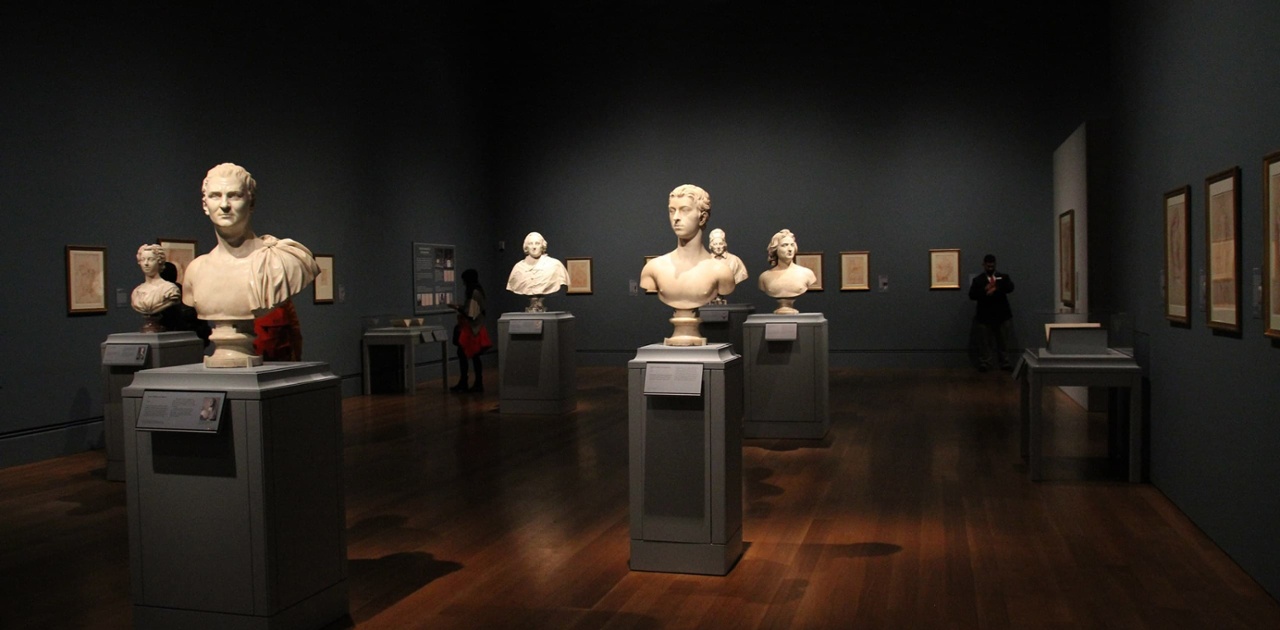 busts of historical figures on display at a museum